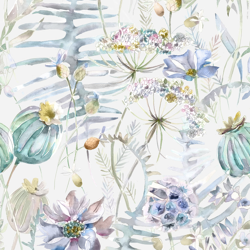 Floral Blue Wallpaper - Edenmuir  1.4m Wide Width Wallpaper (By The Metre) Capri Voyage Maison