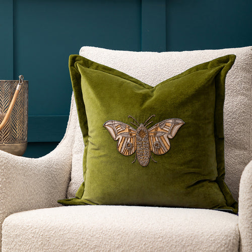 Voyage Maison Luna Printed Feather Cushion in Green