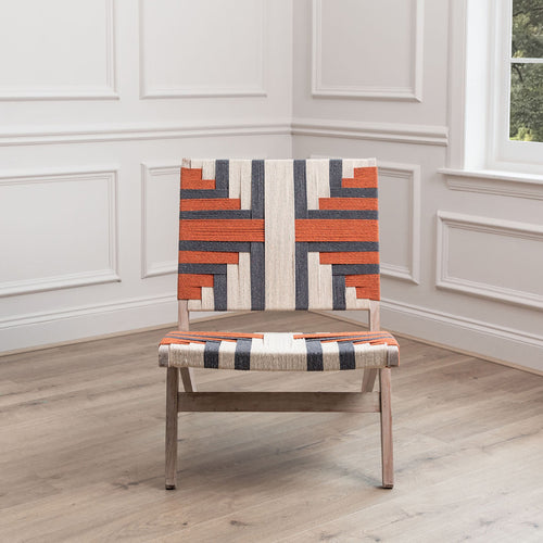 Geometric Orange Furniture - Manali Mango Wood Chair Orange Voyage Maison