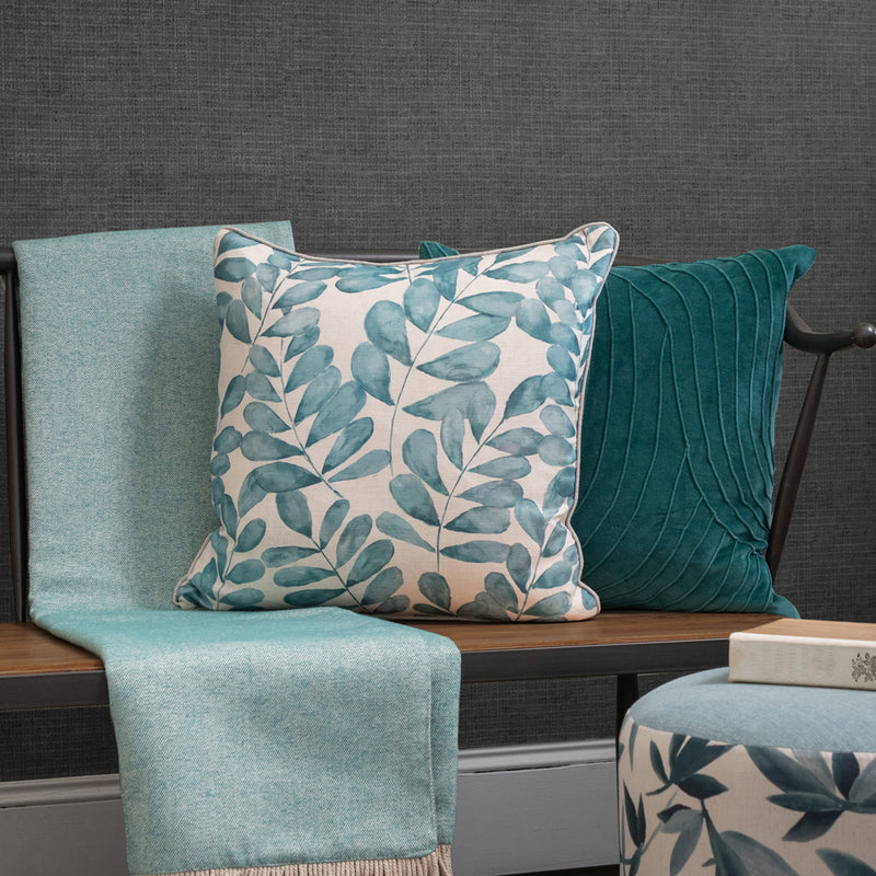Additions Rowan Printed Feather Cushion in Aqua
